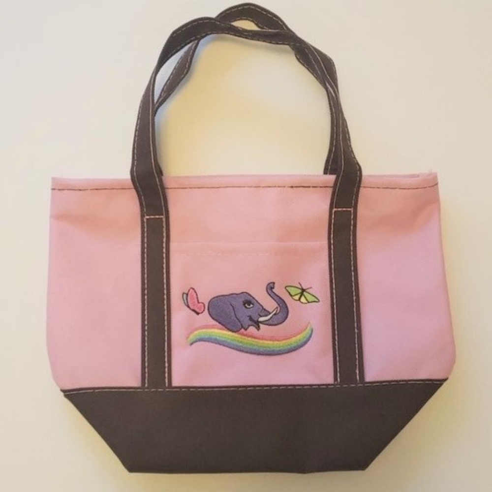 Embroidered Elephant Small Tote Bday Kids Grab Bag